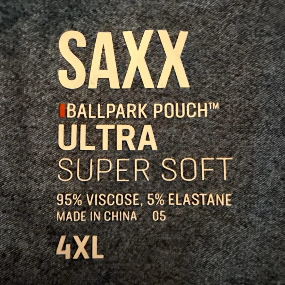 SAXX Boxer Briefs Mens 4XL Blue Ultra Super Soft BallPark Pouch NWT